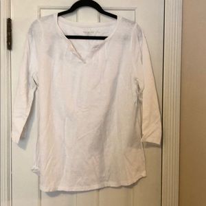 Talbots Woman 3/4 sleeve white cotton top Size 1Xx